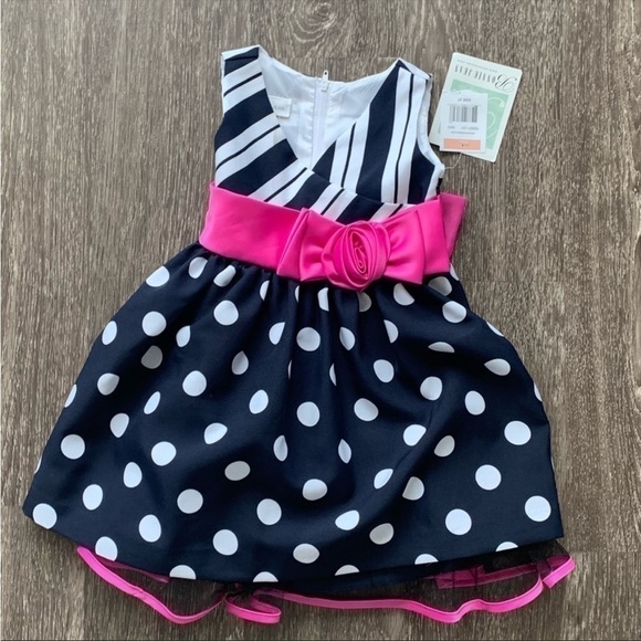 Bonnie Jean Polka dots/stripes navy party
dress.2T - Picture 2 of 7